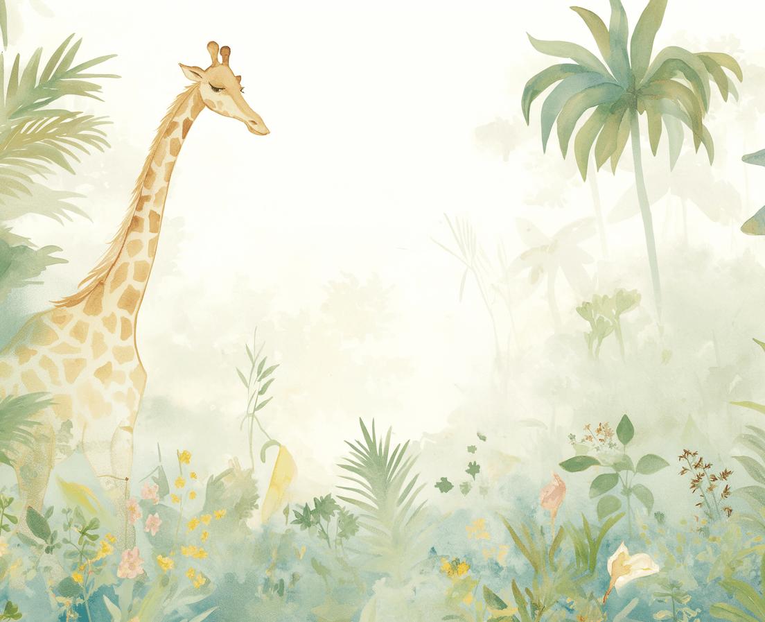 Papier peint girafe jungle éclairée
