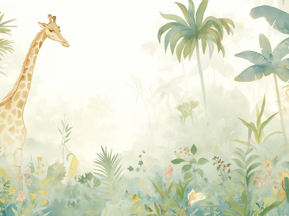 Papier peint girafe jungle éclairée