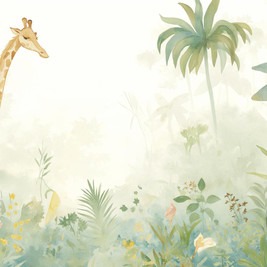 Papier peint girafe jungle éclairée