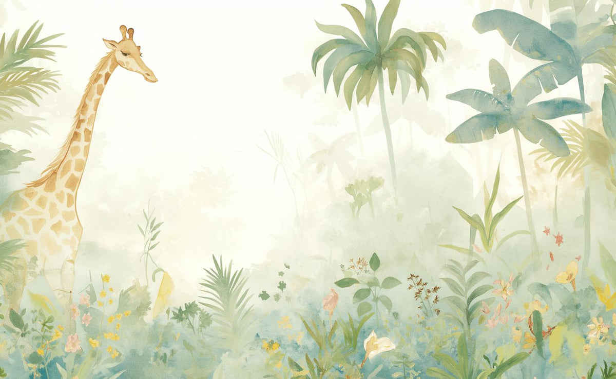 Papier peint girafe jungle éclairée