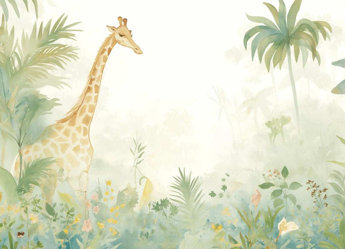 Papier peint girafe jungle éclairée