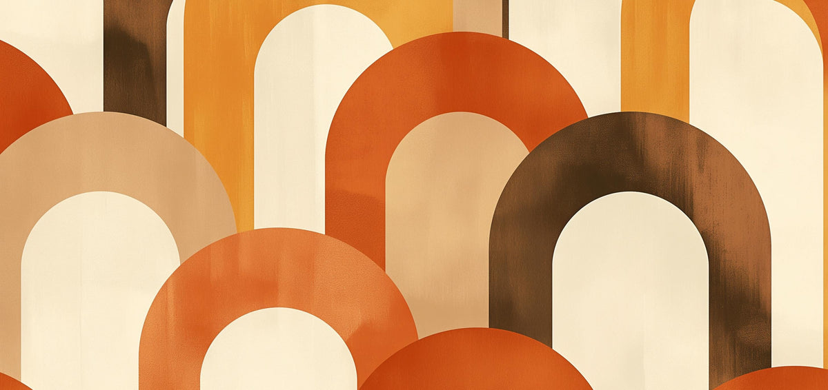 Papier peint trompe-l'œil arches tons chauds