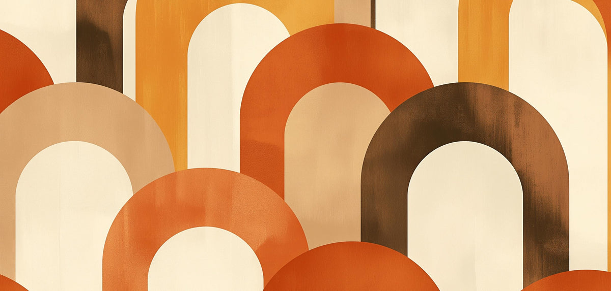 Papier peint trompe-l'œil arches tons chauds