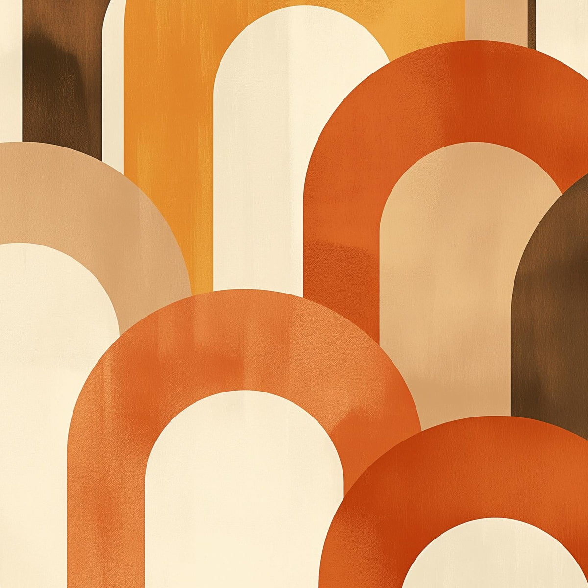 Papier peint trompe-l'œil arches tons chauds