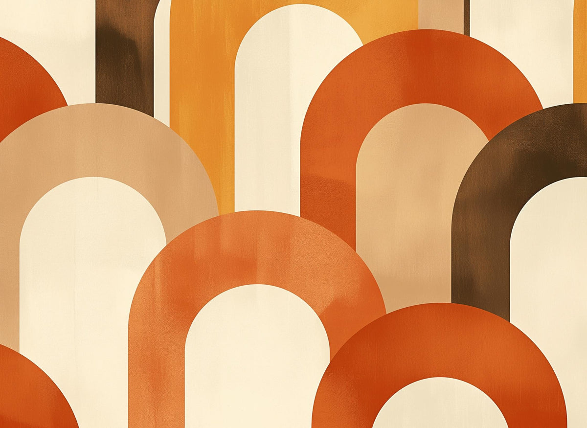 Papier peint trompe-l'œil arches tons chauds