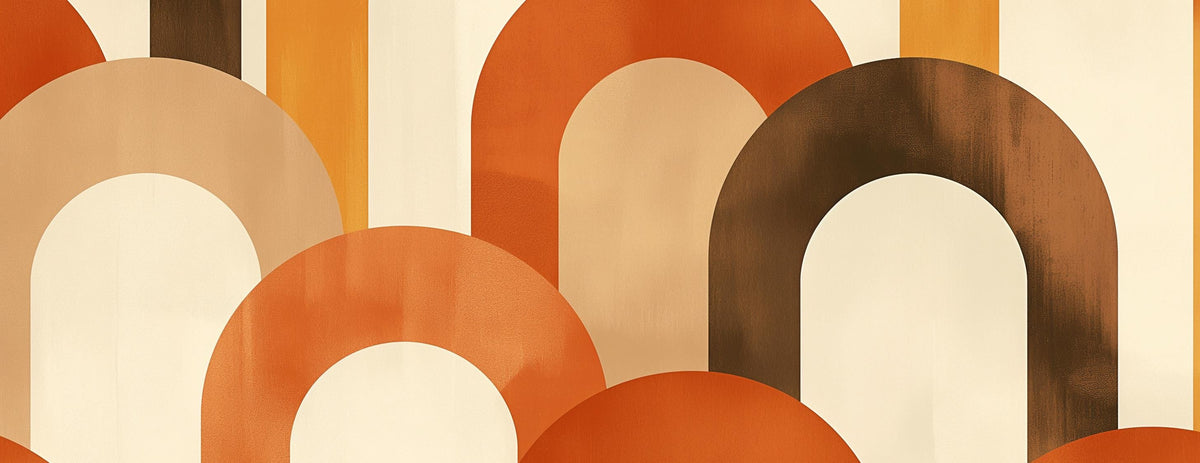 Papier peint trompe-l'œil arches tons chauds