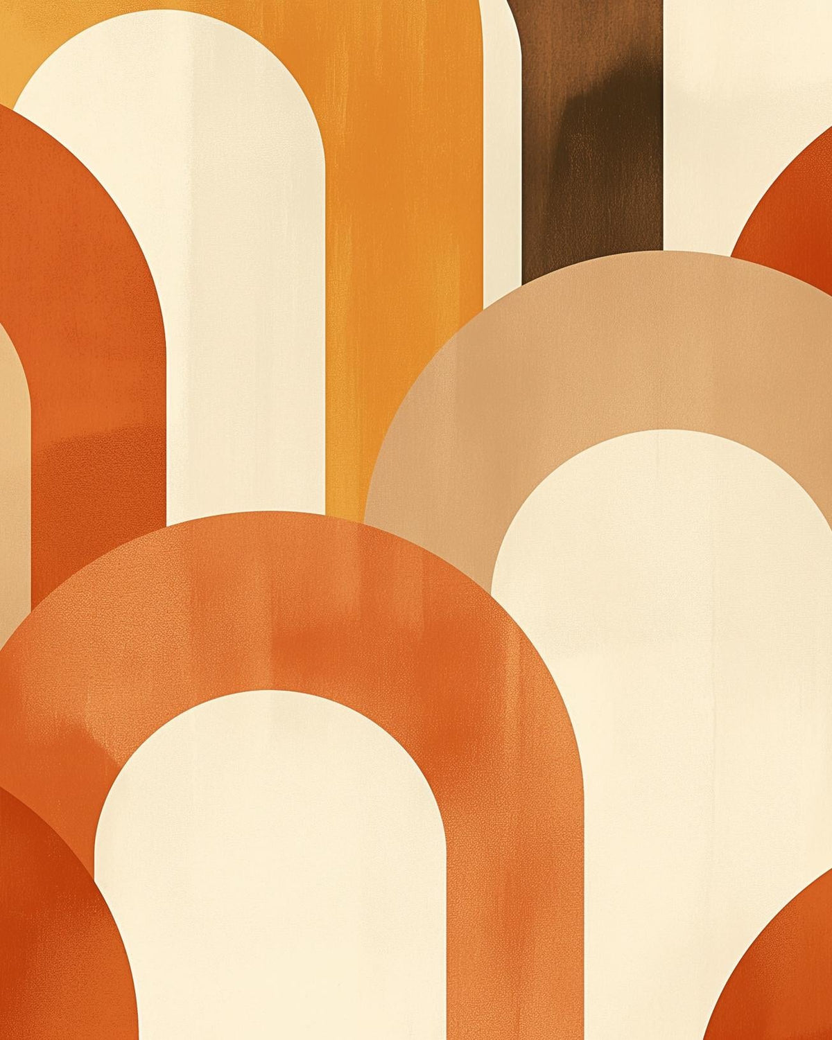 Papier peint trompe-l'œil arches tons chauds