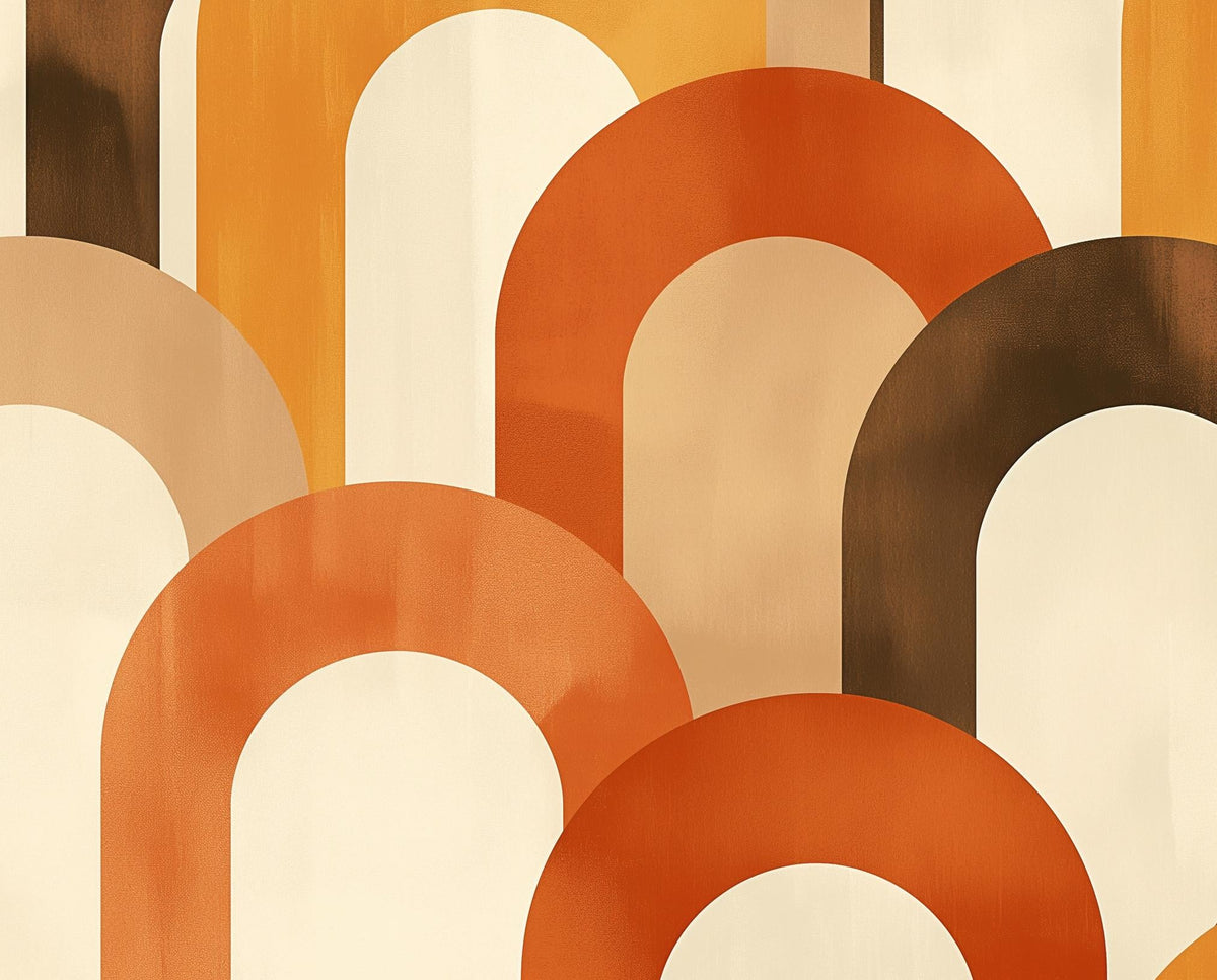 Papier peint trompe-l'œil arches tons chauds