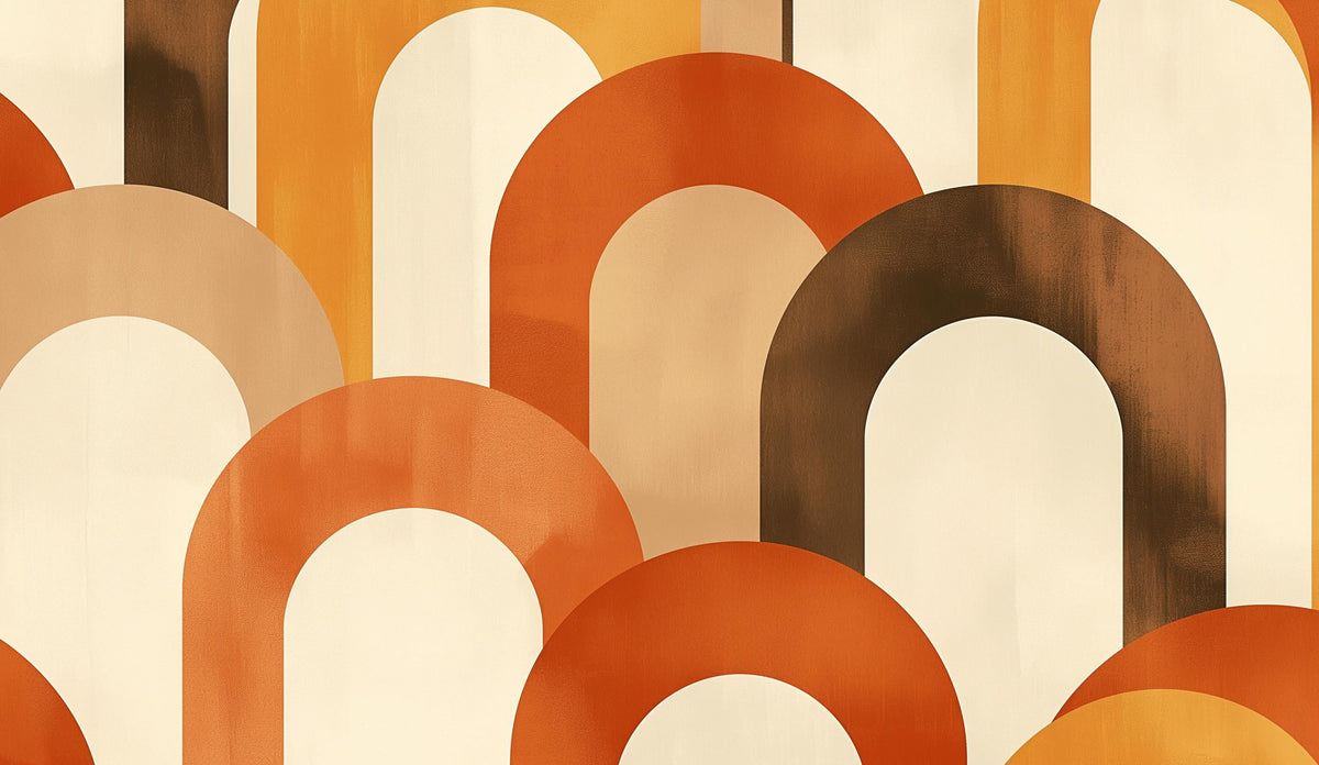 Papier peint trompe-l'œil arches tons chauds