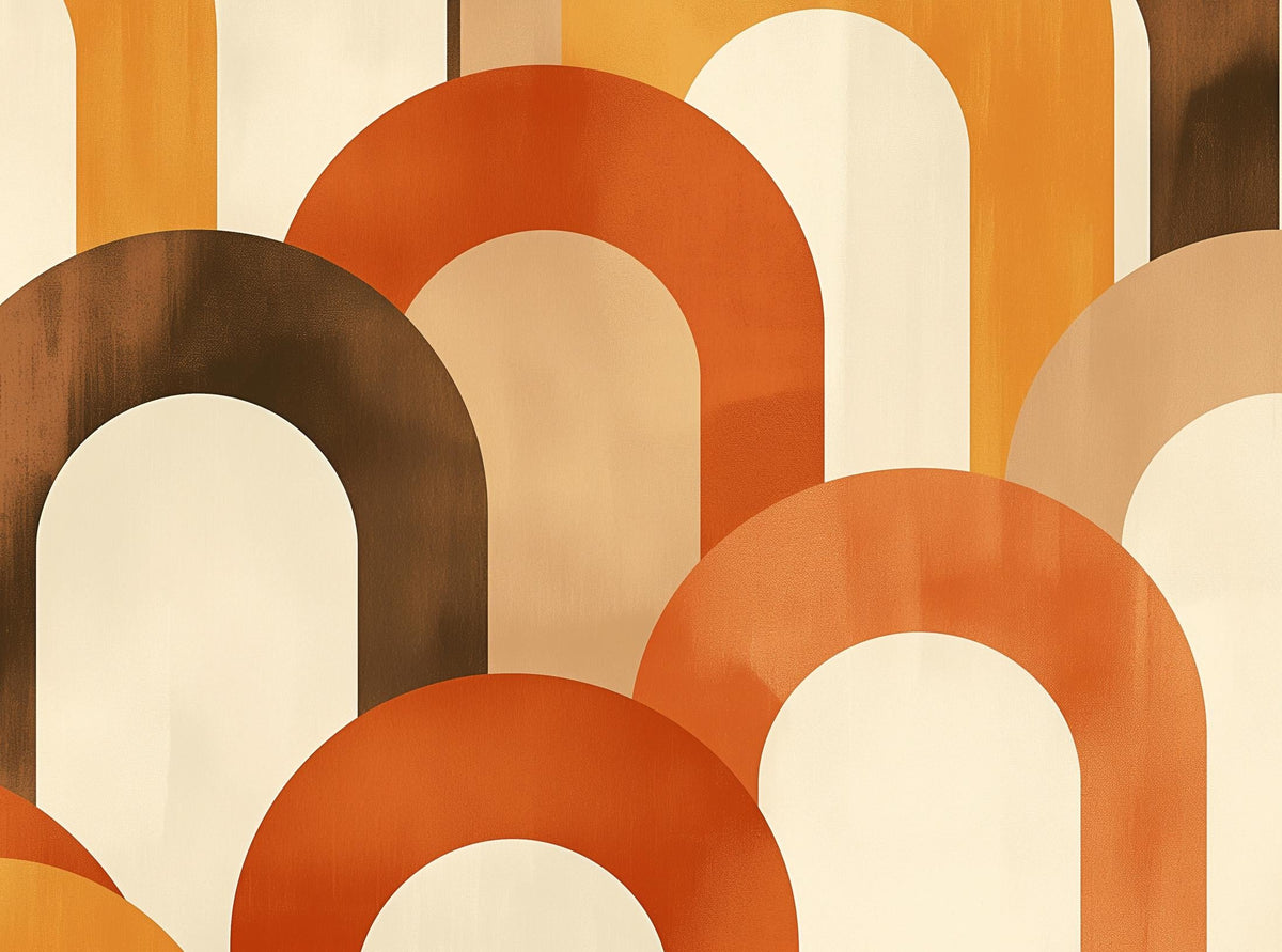 Papier peint trompe-l'œil arches tons chauds