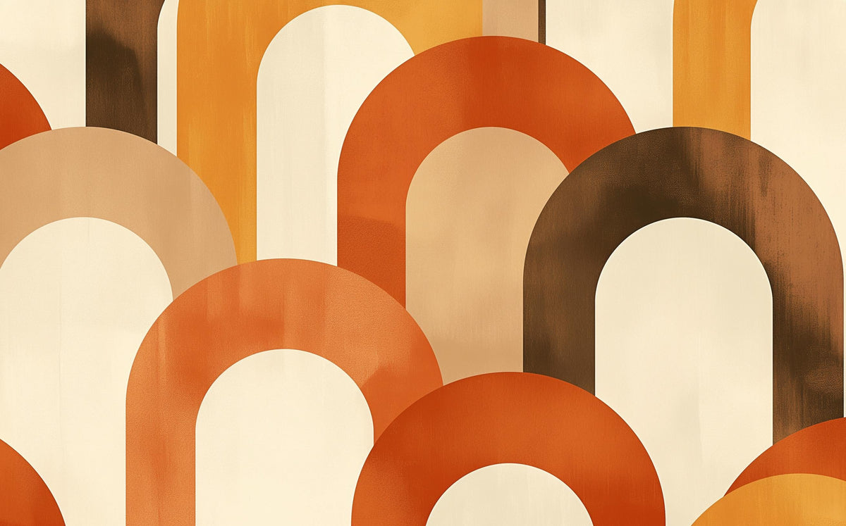 Papier peint trompe-l'œil arches tons chauds