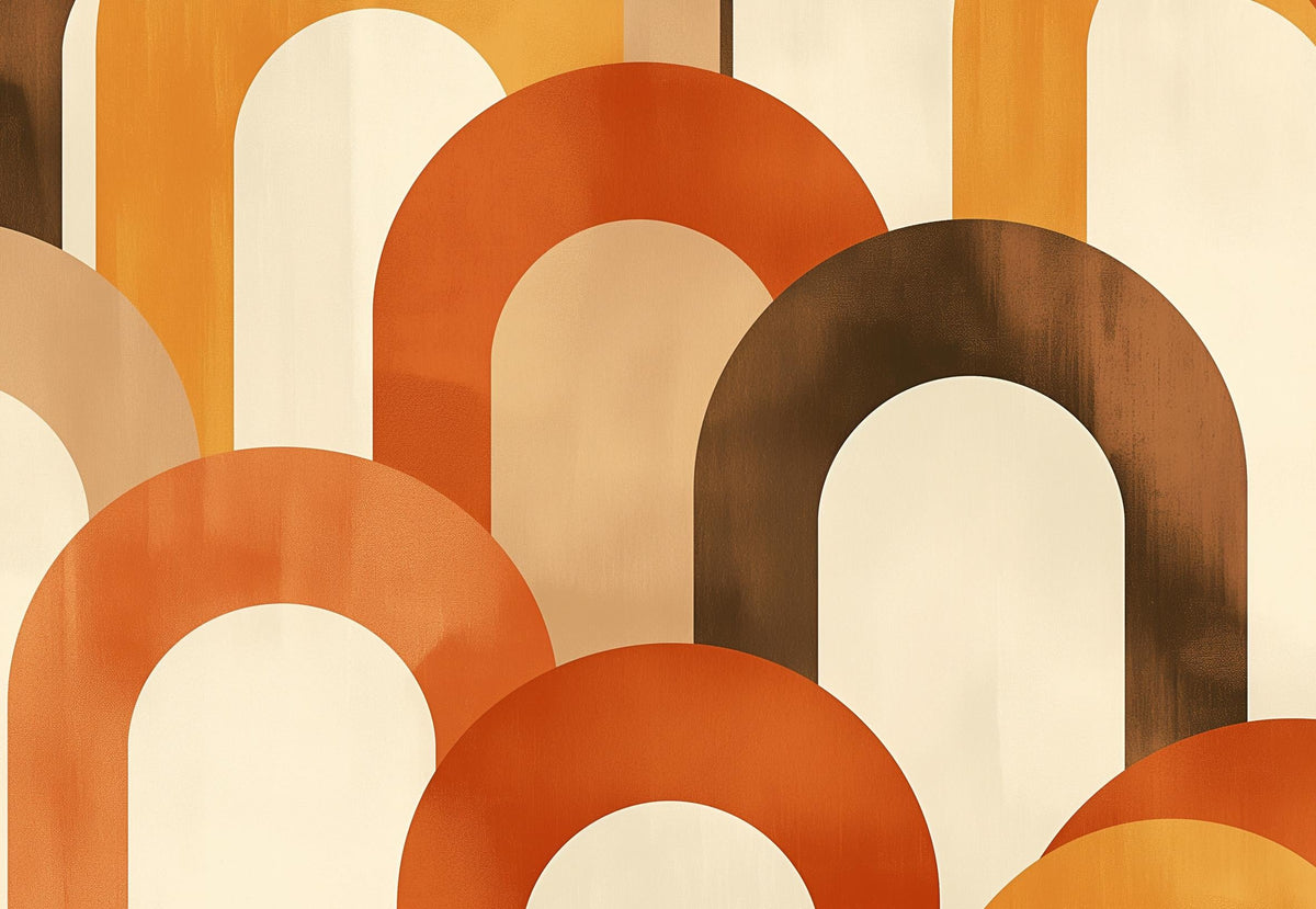 Papier peint trompe-l'œil arches tons chauds
