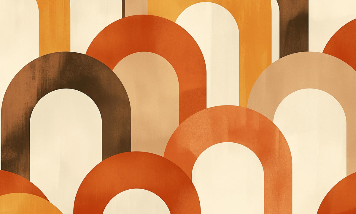 Papier peint trompe-l'œil arches tons chauds
