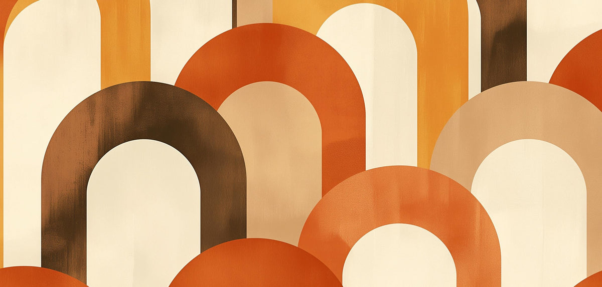 Papier peint trompe-l'œil arches tons chauds
