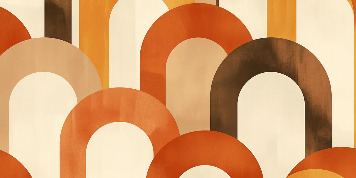 Papier peint trompe-l'œil arches tons chauds