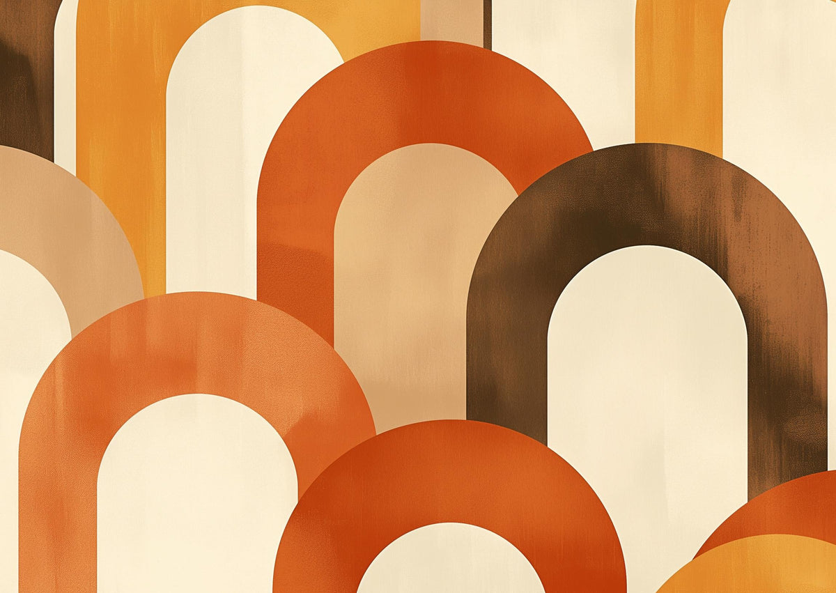 Papier peint trompe-l'œil arches tons chauds