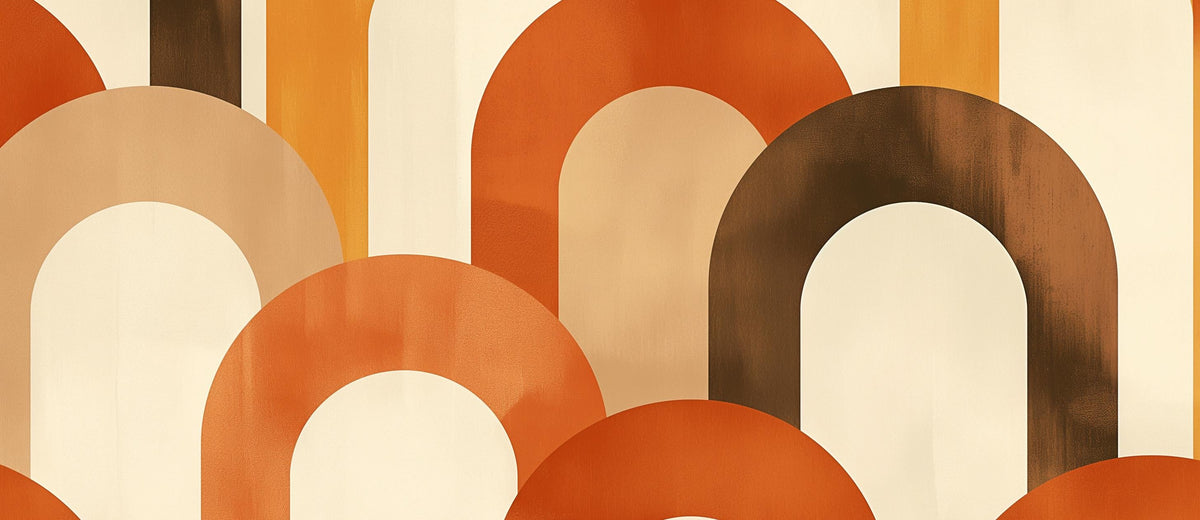 Papier peint trompe-l'œil arches tons chauds