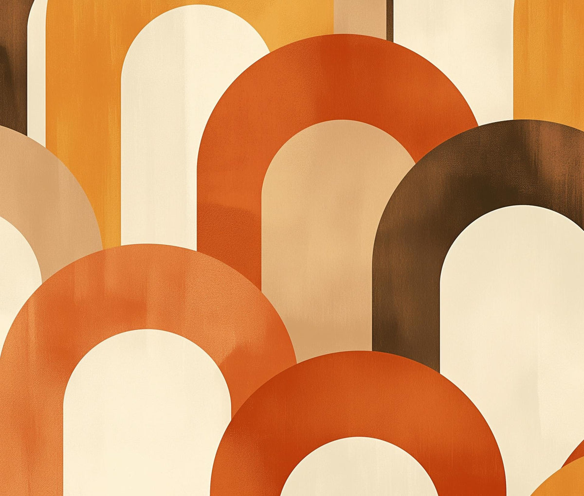 Papier peint trompe-l'œil arches tons chauds