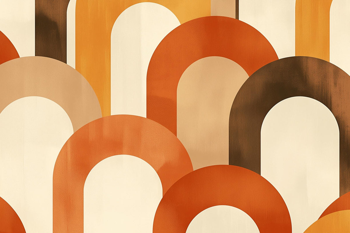 Papier peint trompe-l'œil arches tons chauds