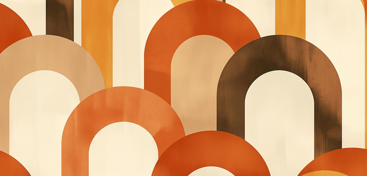 Papier peint trompe-l'œil arches tons chauds