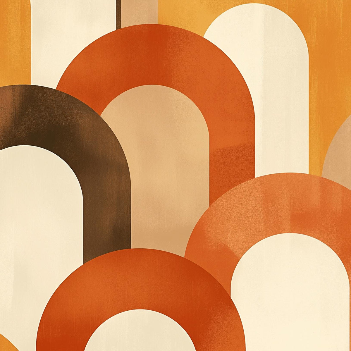 Papier peint trompe-l'œil arches tons chauds