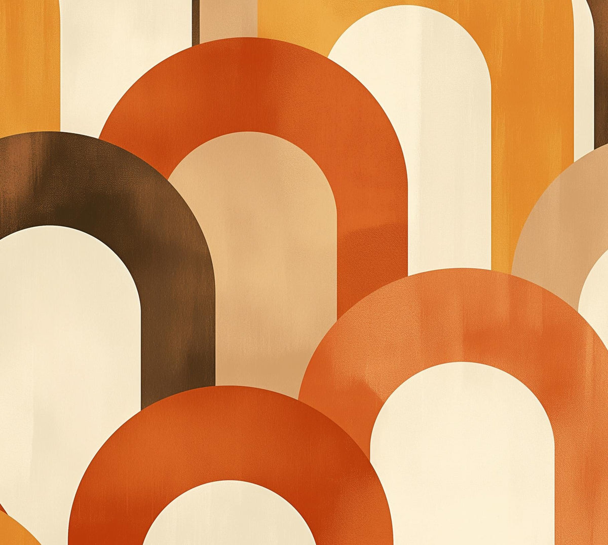 Papier peint trompe-l'œil arches tons chauds