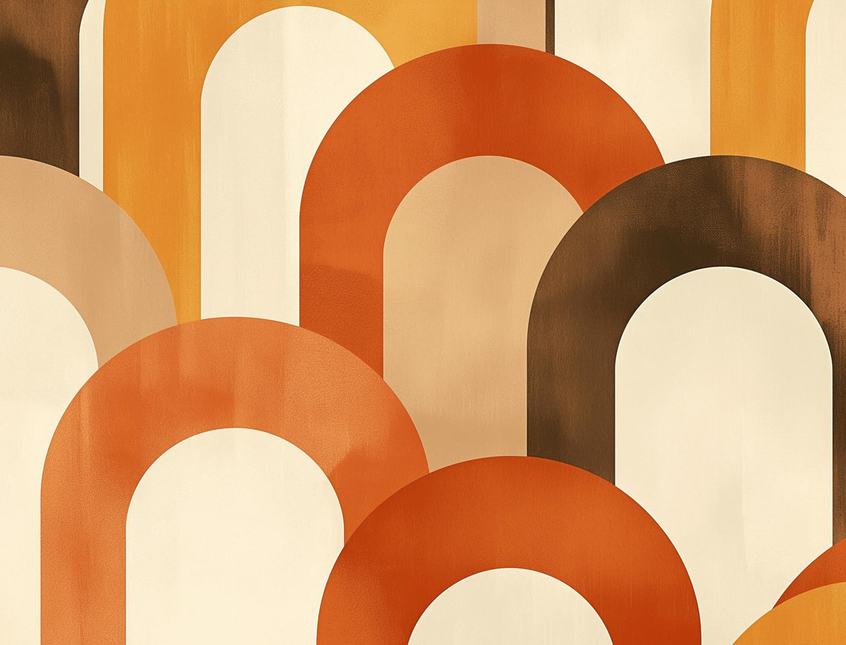 Papier peint trompe-l'œil arches tons chauds