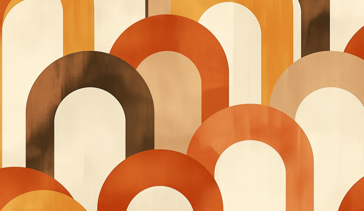 Papier peint trompe-l'œil arches tons chauds