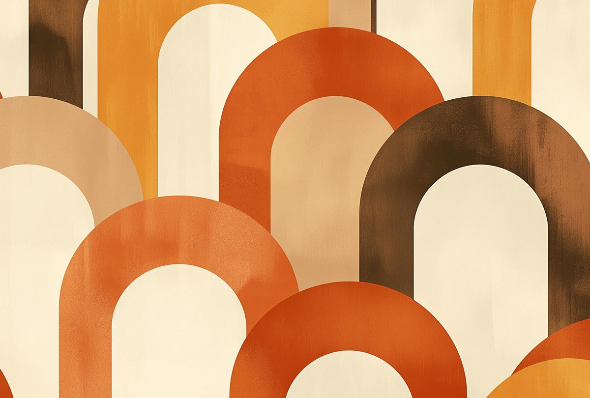Papier peint trompe-l'œil arches tons chauds