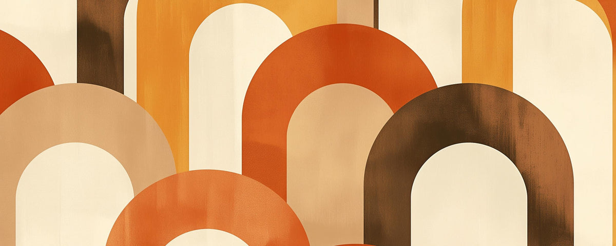 Papier peint trompe-l'œil arches tons chauds