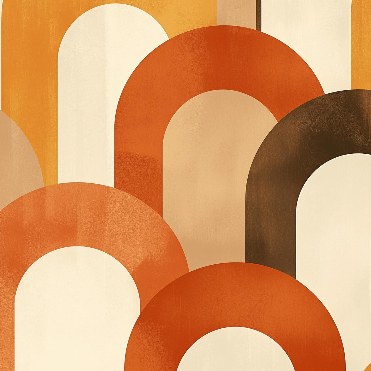 Papier peint trompe-l'œil arches tons chauds