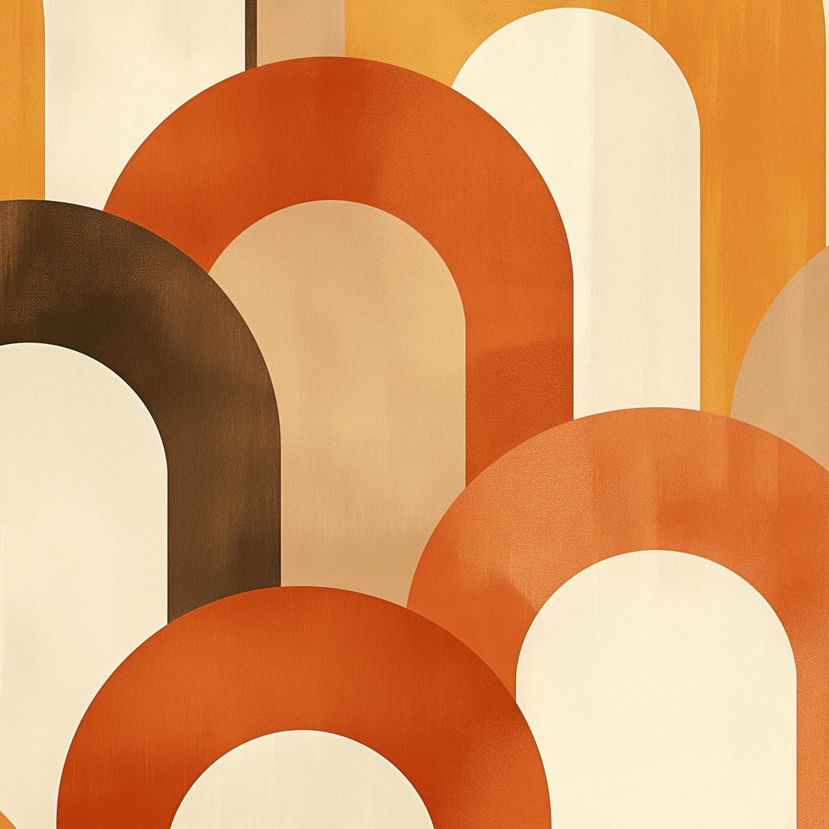Papier peint trompe-l'œil arches tons chauds