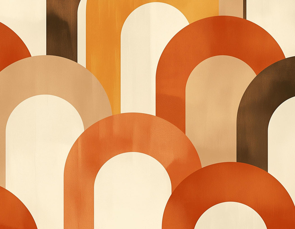 Papier peint trompe-l'œil arches tons chauds