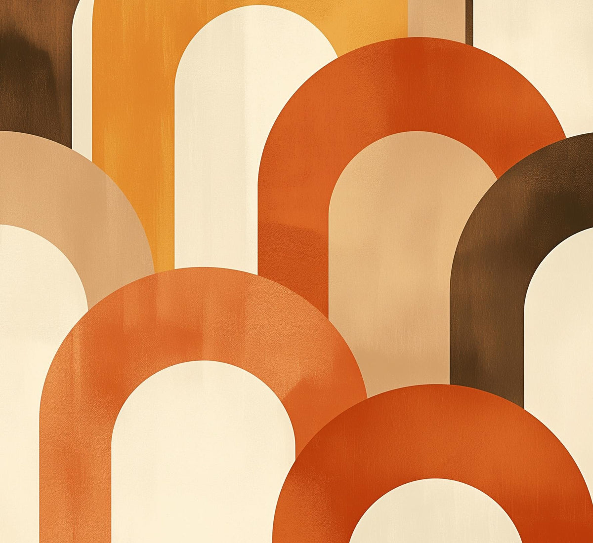 Papier peint trompe-l'œil arches tons chauds