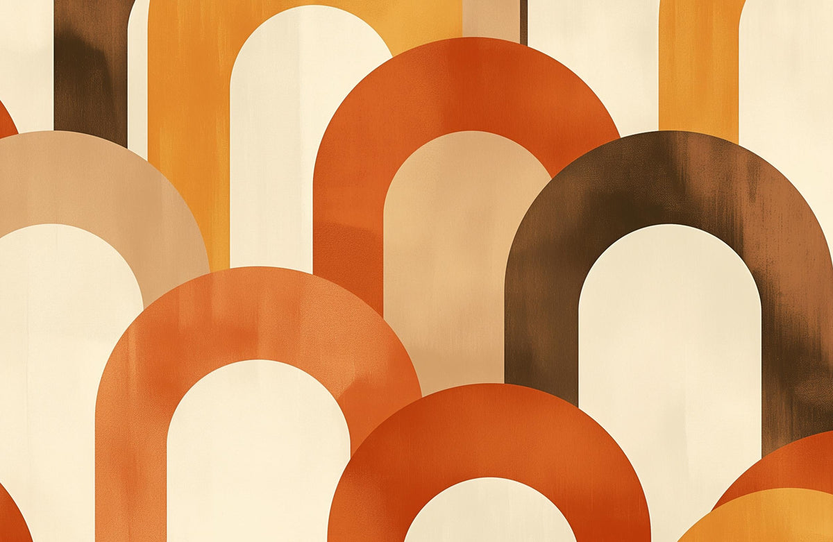 Papier peint trompe-l'œil arches tons chauds