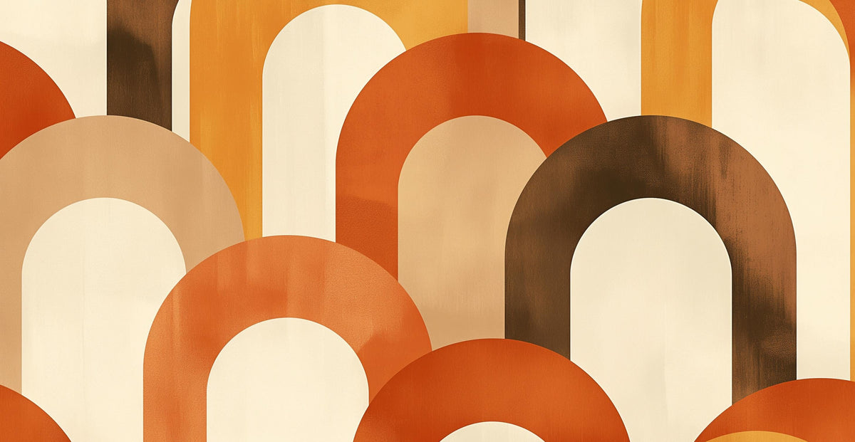 Papier peint trompe-l'œil arches tons chauds