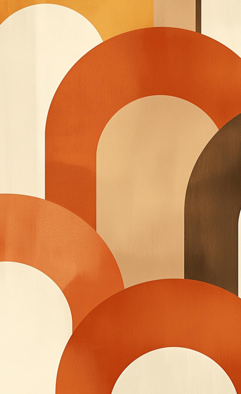 Papier peint trompe-l'œil arches tons chauds