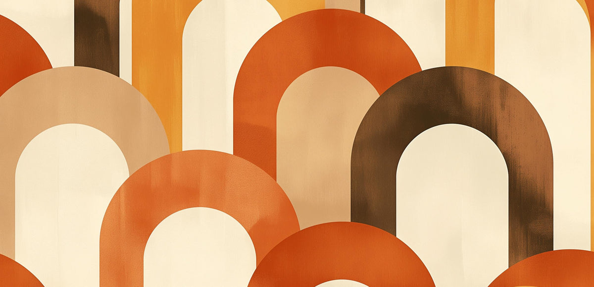 Papier peint trompe-l'œil arches tons chauds