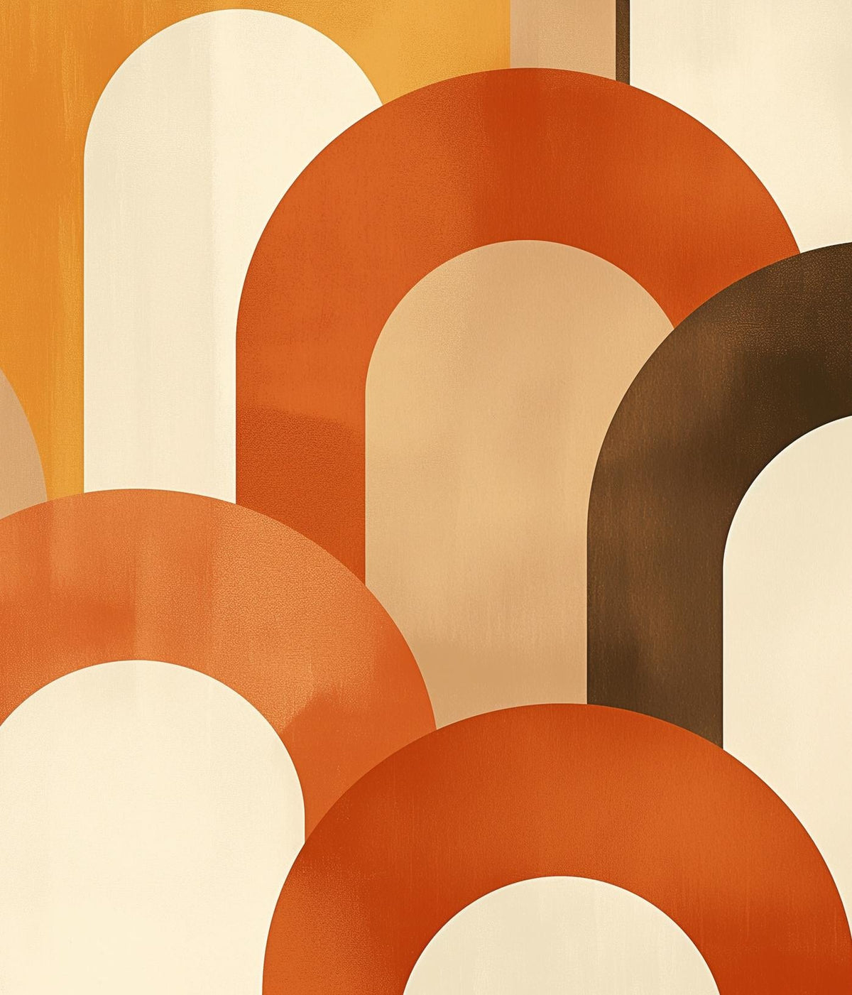 Papier peint trompe-l'œil arches tons chauds