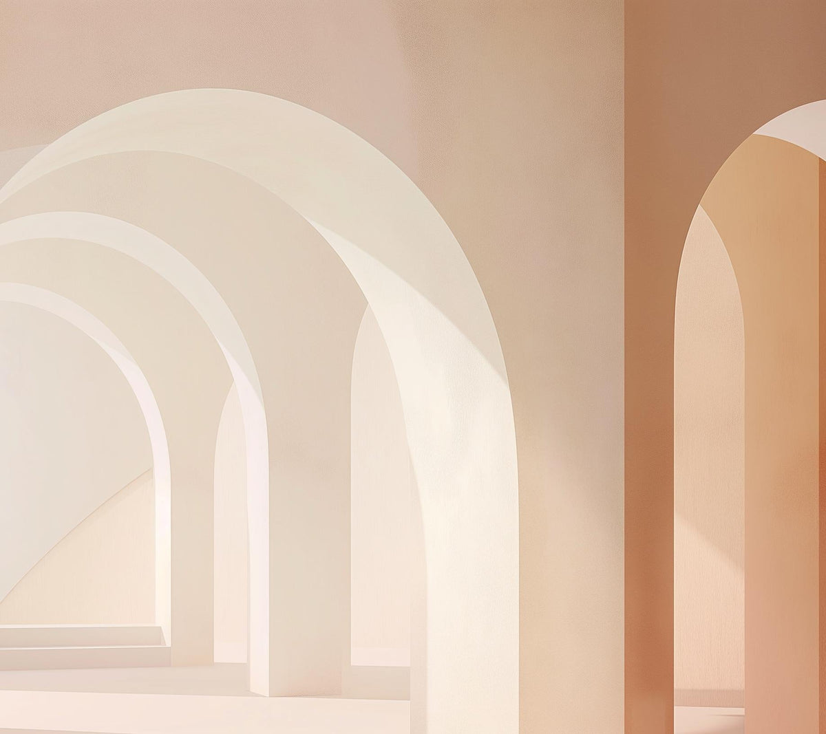 Papier peint trompe-l'œil arches peintes