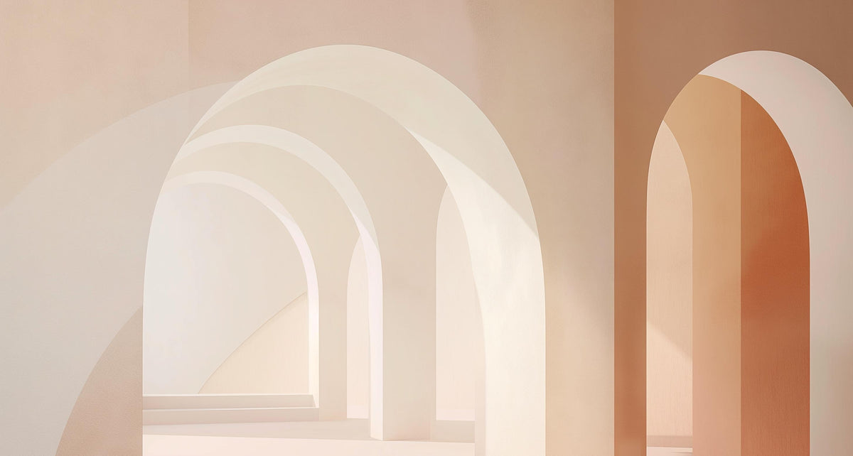 Papier peint trompe-l'œil arches peintes