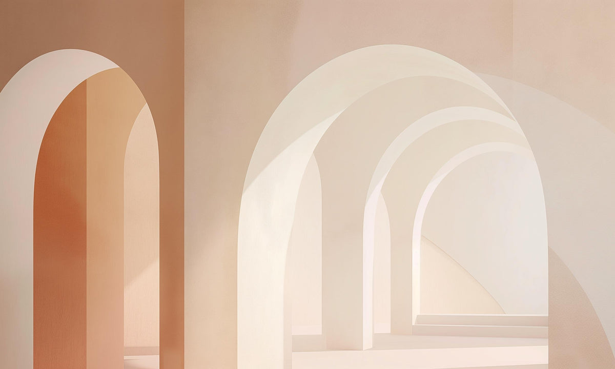 Papier peint trompe-l'œil arches peintes