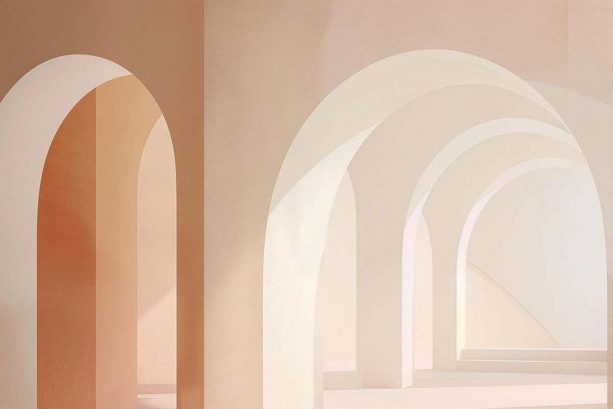 Papier peint trompe-l'œil arches peintes