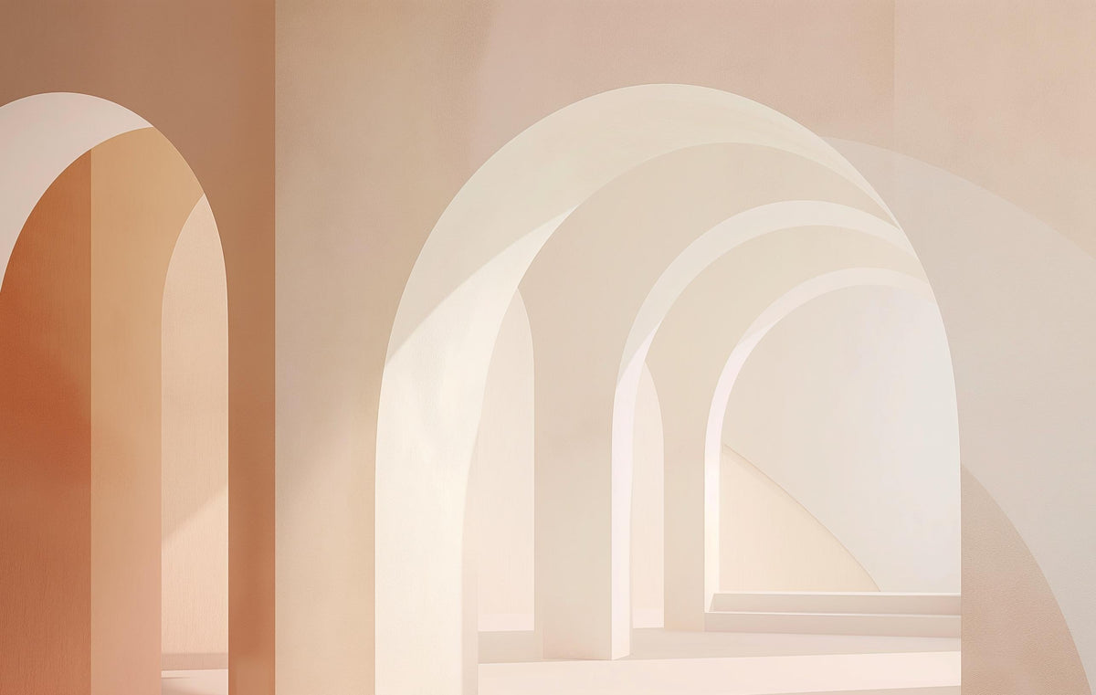 Papier peint trompe-l'œil arches peintes