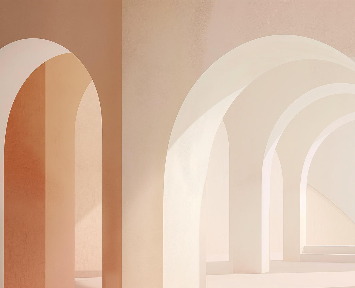 Papier peint trompe-l'œil arches peintes