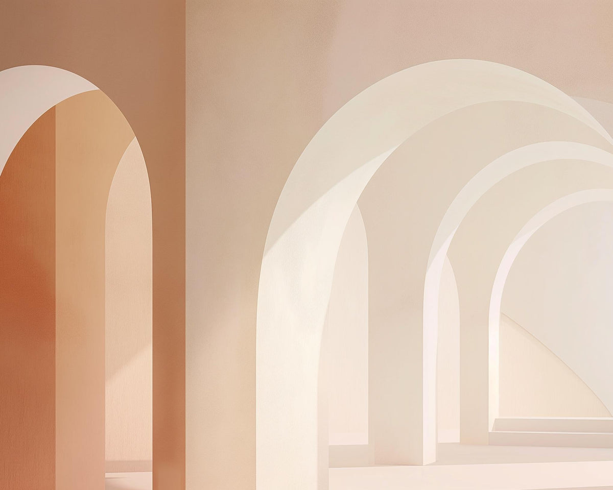 Papier peint trompe-l'œil arches peintes