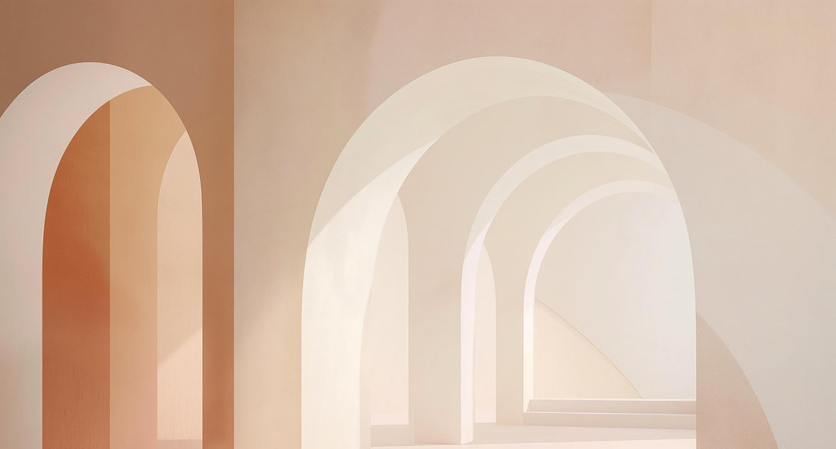 Papier peint trompe-l'œil arches peintes