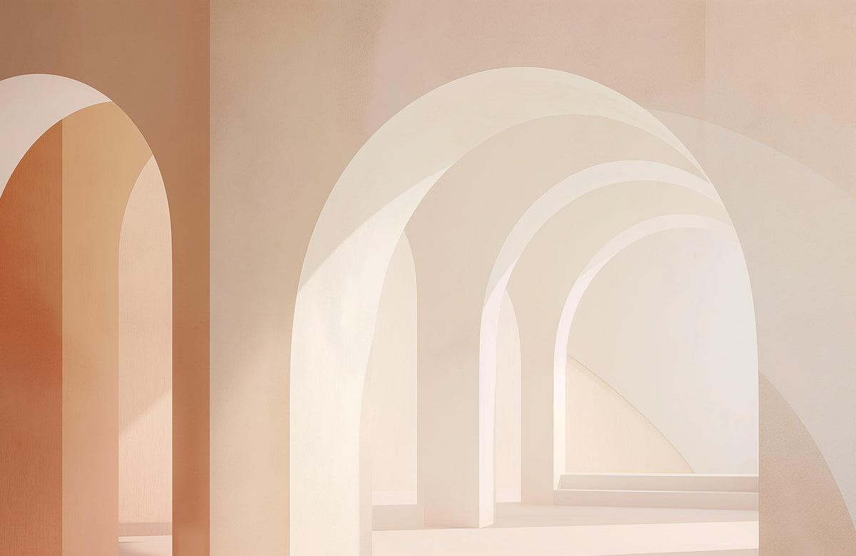 Papier peint trompe-l'œil arches peintes