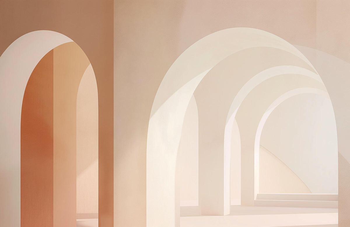 Papier peint trompe-l'œil arches peintes