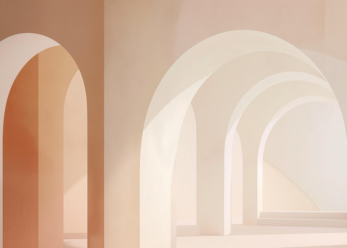 Papier peint trompe-l'œil arches peintes